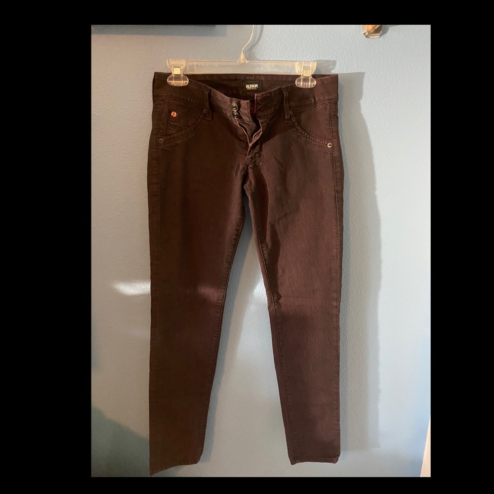 Hudson’s stretch skinny jeans.